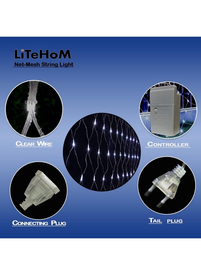 Litehom أضواء خيوط الجنية بشبكة LED من لايت هوم - أضواء LED للاحتفال بالديوالي لتزيين المنزل 6.6 قدم × 6.6 قدم 144 LED (شبكة بيضاء 2x2) - Image 3