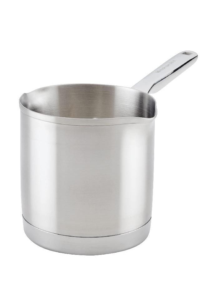 KitchenAid - KitchenAid 3-Ply Base Stainless Saucepan with Pour Spouts, 1.5 Quart, Brushed Stainless Steel - Image 1