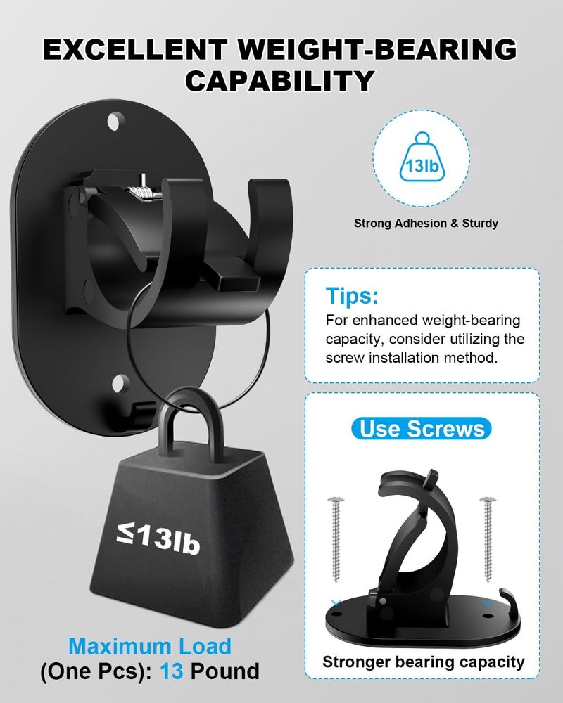 Zelvot 6 PCS No Drill Curtain Rod Brackets, Upgraded No Drilling Self Adhesive Curtain Rod Holder, Universal Nail Free Adjustable Curtain Rods Hooks for Bathroom, Bedroom, Livingroom, Kitchen(6 PCS, Black) - Image 4