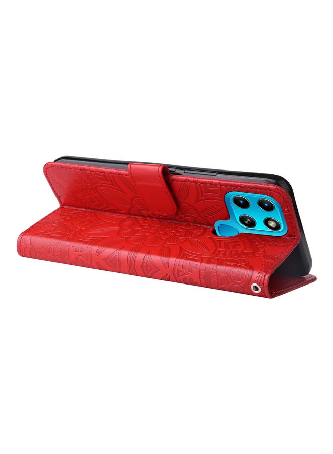 Zaboon Case For Infinix Smart 6 Embossed Sunflower Leather Phone Case - Image 5