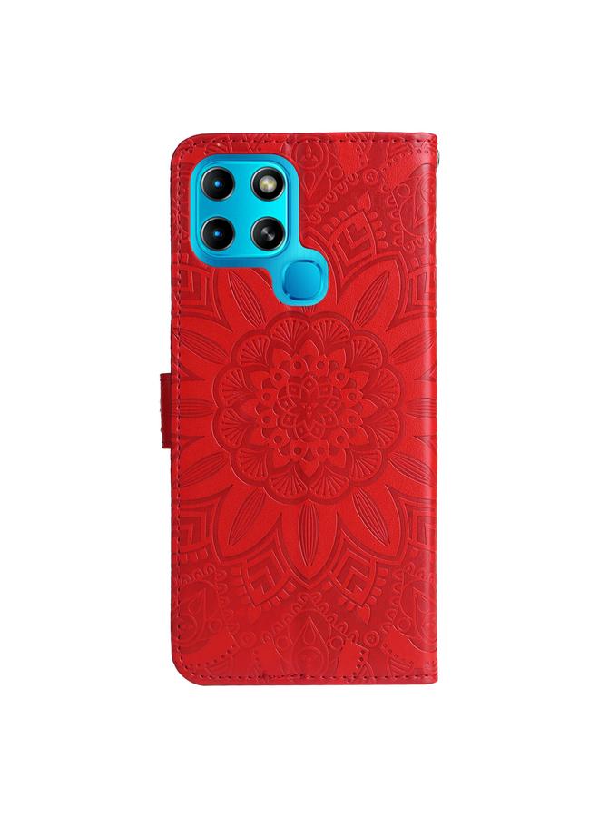 Zaboon Case For Infinix Smart 6 Embossed Sunflower Leather Phone Case - Image 3