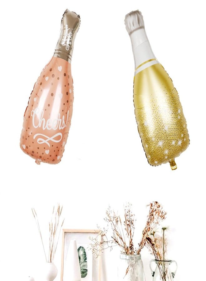 Morndew 2 PCS Gold and Rose Gold Champagne Bottle Cheers Foil Balloons for Festival New Year Party Celebration Party Birthday Party Wedding Party Decorations - Image 5