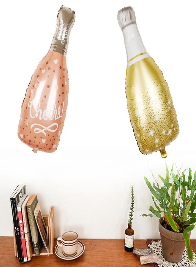 Morndew 2 PCS Gold and Rose Gold Champagne Bottle Cheers Foil Balloons for Festival New Year Party Celebration Party Birthday Party Wedding Party Decorations - Image 3
