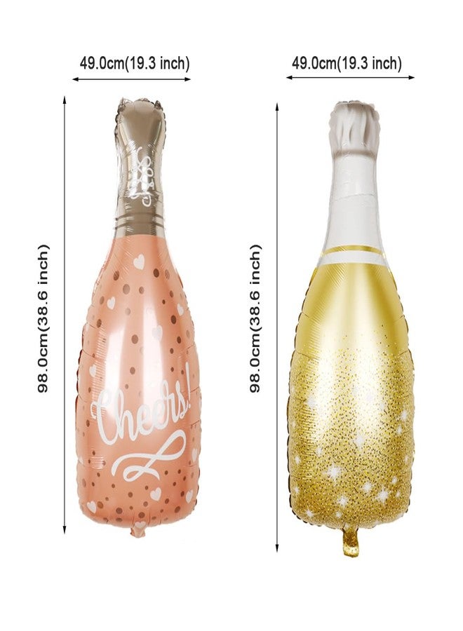 Morndew 2 PCS Gold and Rose Gold Champagne Bottle Cheers Foil Balloons for Festival New Year Party Celebration Party Birthday Party Wedding Party Decorations - Image 4