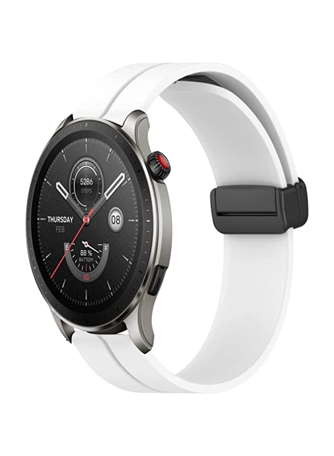 HuHa HuHa Band For Amazfit GTR 4 22mm Solid Color Magnetic Clasp Silicone Watch Band (White) - Image 1