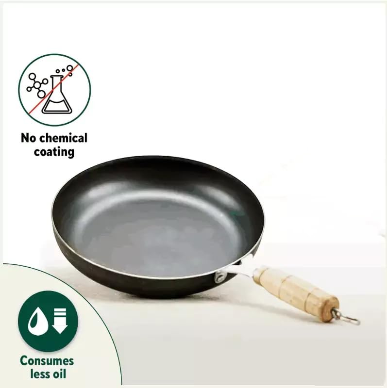 HaRvic HaRvic Aluminium Alloy Marble Finish Kitchen Non Stick Frying pan Wooden Handle for Induction Cookware Safe for Dish Washer Iron Frying Pan 24cm 26cm  - Image 5