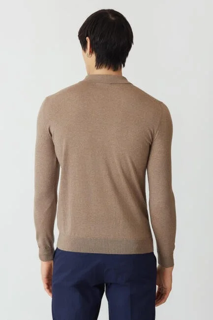 Bisse Men's Polo Collar Buttoned Knitwear CAMEL TR21K21202_D70