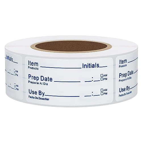 Hybsk 500pcs Freezer Labels for Food Storage Removable FIFO Use by Food Preparation Stickers Prep Date 1 x 2 Inch Labels (Dark Blue Font) - Image 1