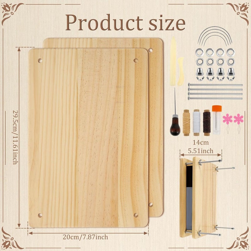 windforgecraft Book Press Binding Kit, Bamboo Wood Book Press, Portable Book Binding Press, Compact Bamboo Bookbinding Tools, Reusable Book Press Tool for Home Photo Albums Ticket Marking Cards - Image 2