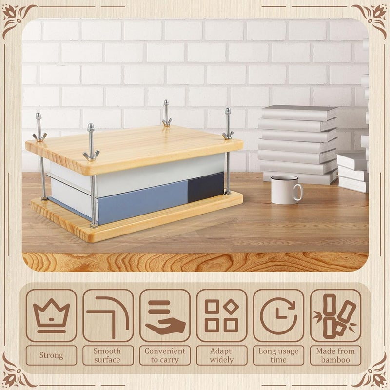 windforgecraft Book Press Binding Kit, Bamboo Wood Book Press, Portable Book Binding Press, Compact Bamboo Bookbinding Tools, Reusable Book Press Tool for Home Photo Albums Ticket Marking Cards - Image 3