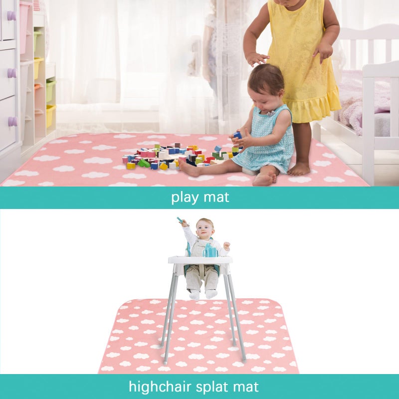 Biloban Splat Mat 2 Pack for Under High Chair & Arts & Crafts & Eating Mess, Waterproof Baby Playtime Anti-Slip High Chair Mat for Floor or Table, Reusable & Portable Splash Mat for Under High Chair, 42â€ Ã—46â€ - Image 2