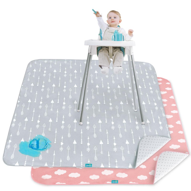 Biloban Splat Mat 2 Pack for Under High Chair & Arts & Crafts & Eating Mess, Waterproof Baby Playtime Anti-Slip High Chair Mat for Floor or Table, Reusable & Portable Splash Mat for Under High Chair, 42â€ Ã—46â€ - Image 1