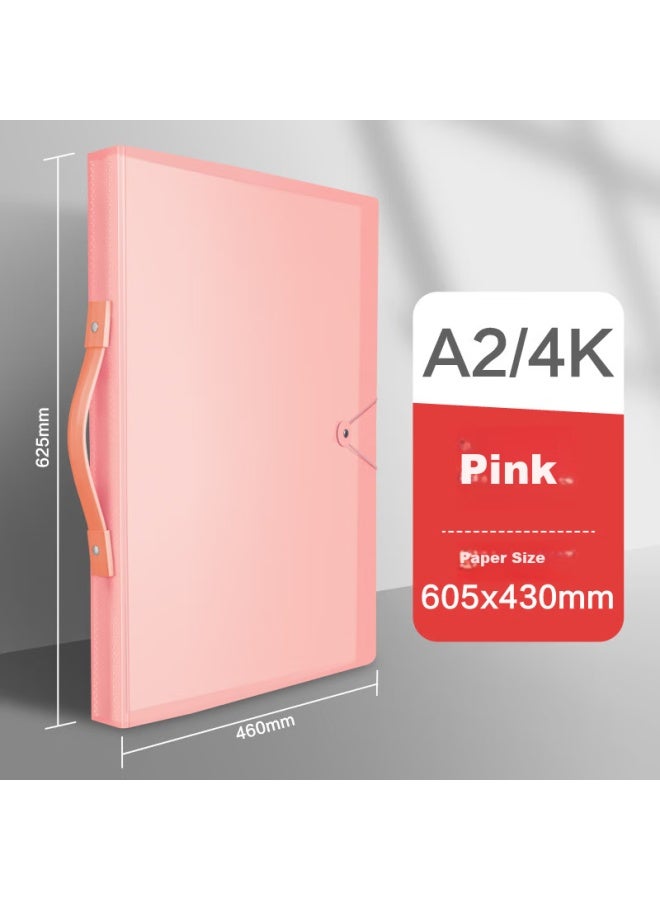 DSB A2/4k Artwork Storage Clip Folder Children's Insert Page Data Book Test Paper Storage Bag Large Drawing Paper Certificate Collection Book Pink Hg-b11 - Image 1