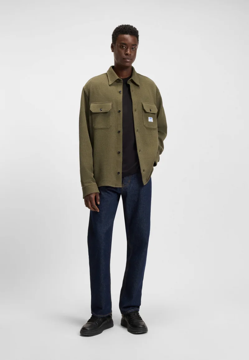 HUGO Oversized-fit shirt in a structured cotton blend