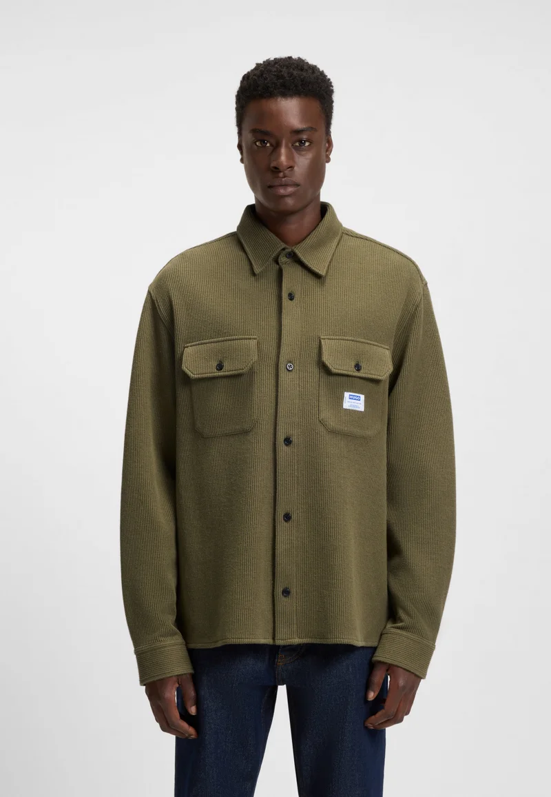 HUGO Oversized-fit shirt in a structured cotton blend