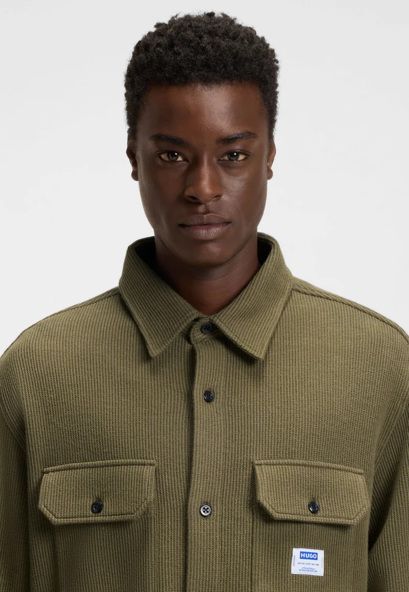HUGO Oversized-fit shirt in a structured cotton blend