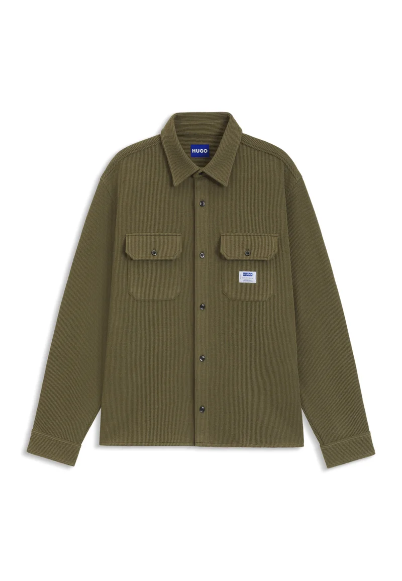 HUGO Oversized-fit shirt in a structured cotton blend