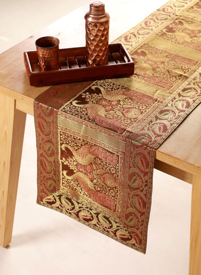 COTSILER Indian Decorative Silk Table Runner, 16x60 Inches Table Runners for Events and Parties, Celebaration & Home Decoration ,Multicolor (Coffee) - Image 2