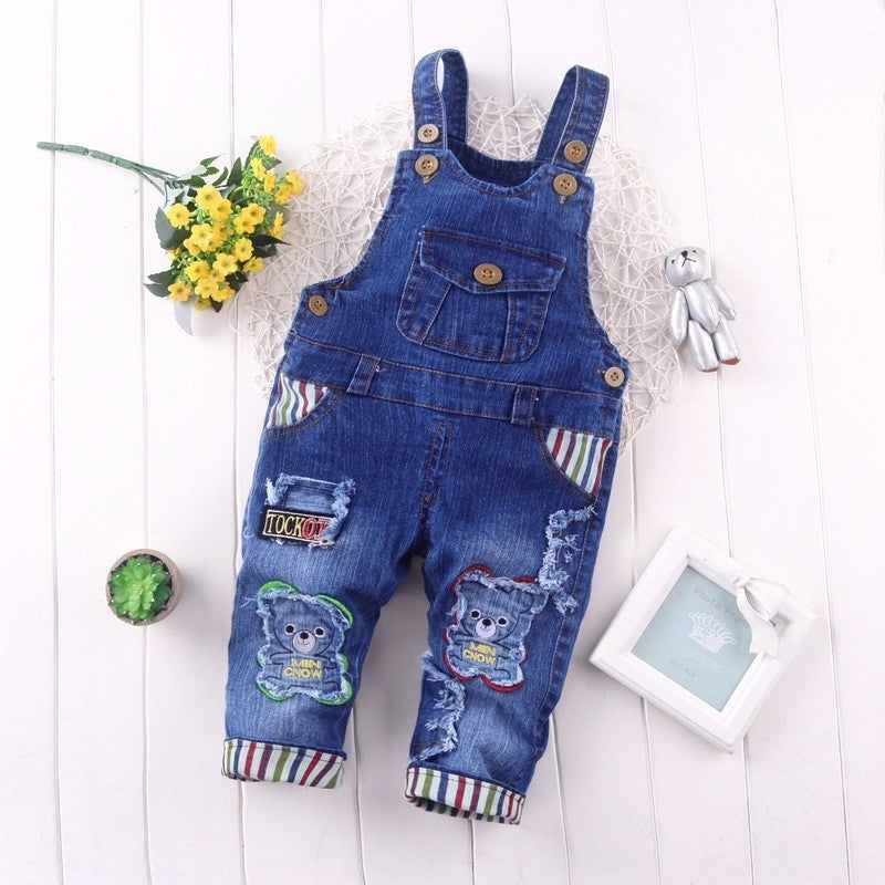 Classic Fashion Style Suitable For 1-4 Years Old Boy Baby Clothing Children'S Suspenders Jeans Baby Pants - Image 1