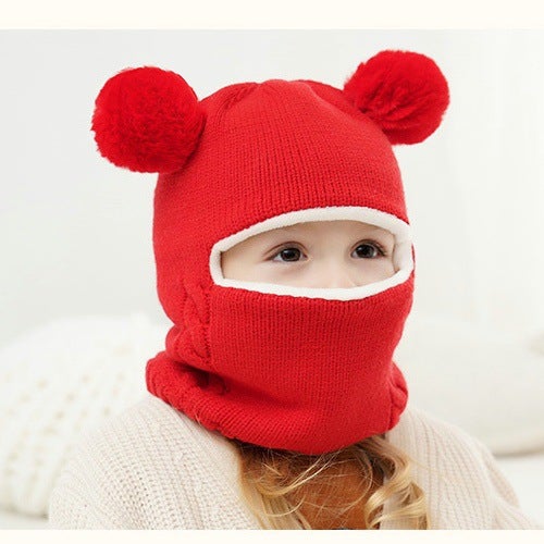 Winter Warm Knit Hooded Neck Gaiter Hat for Kids Yellow - Image 4