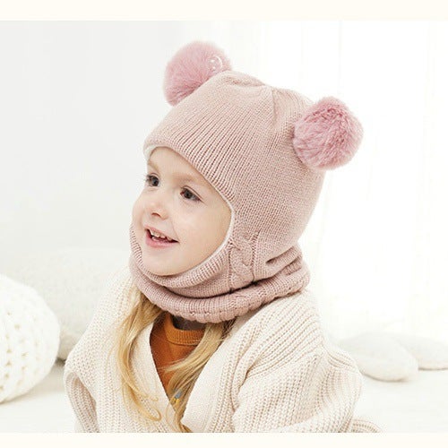 Winter Warm Knit Hooded Neck Gaiter Hat for Kids Yellow - Image 5