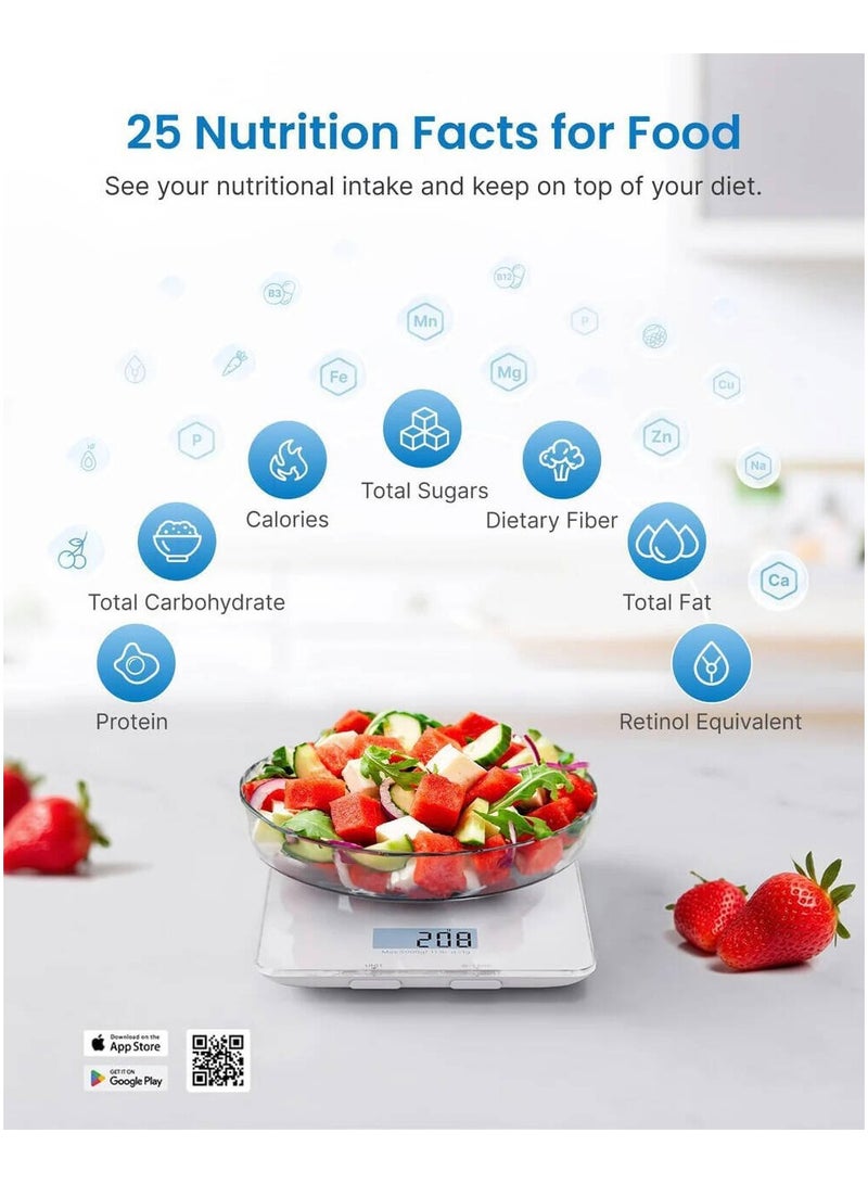 RENPHO Calibra 1 Smart Nutrition Scale ES-SNG01-WH – 5kg Digital Food Scale with LCD Display, Calorie Tracking, Coffee Timer, Tare Function, Gennec App Support – White - Image 3