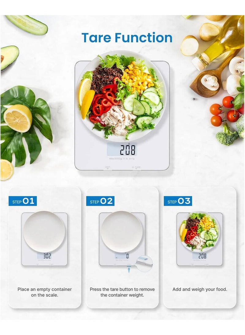 RENPHO Calibra 1 Smart Nutrition Scale ES-SNG01-WH – 5kg Digital Food Scale with LCD Display, Calorie Tracking, Coffee Timer, Tare Function, Gennec App Support – White - Image 5