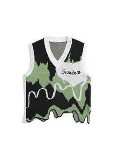 Generic Unisex V-Neck Sweater Vest Knitted Love Top Black 