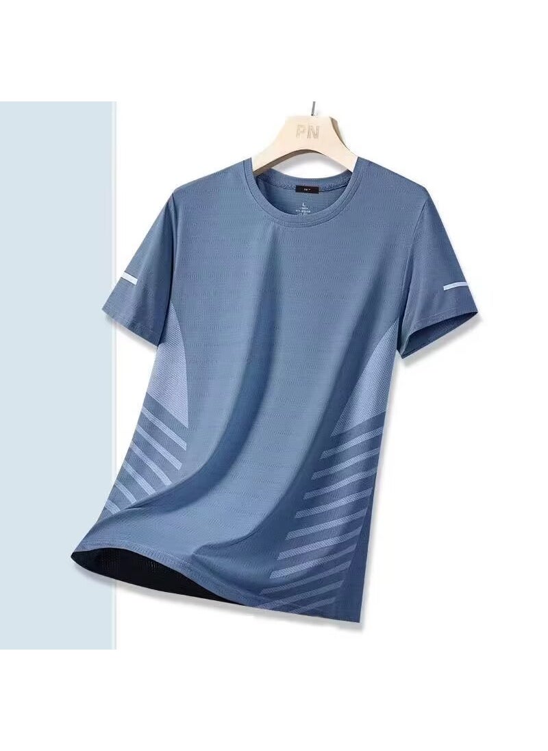 Generic - Mens Breathable Mesh Quick-Dry Short Sleeve T-Shirt fog blue - Image 1