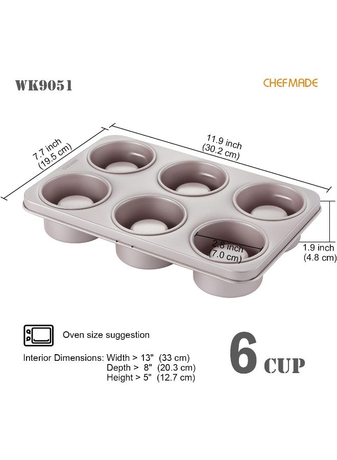 CHEFMADE WK9051 صينية كعك مافن غير لاصقة بسعة 6 أكواب - Image 2
