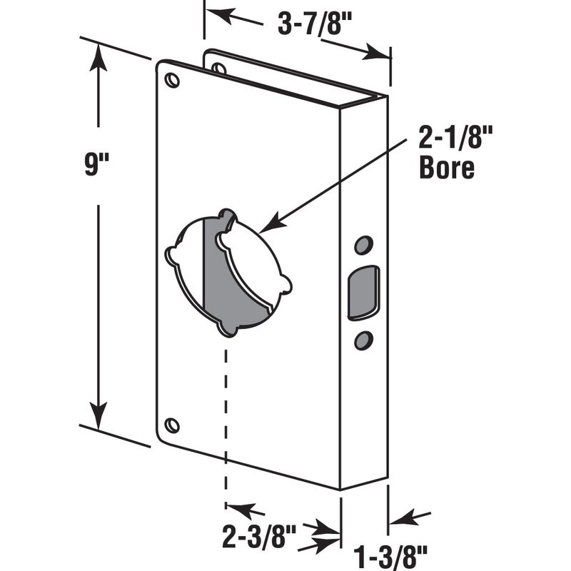 Prime-Line U 9585 Stainless Steel Lock and Door Reinforcement Plate for 1-3/8 In. Thick Doors, Stainless Steel Finish (Single Pack) - Image 2