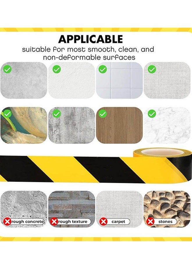 Black Yellow Warning Safety Stripe Tape Caution Tape Strong Adhesive Waterproof Wear Resistant Durable Safety Stripe for Marking Floors Walls Pipes Stairs Industrial Home Garage Factory Equipment,5cm x 33m,2inch x 110ft - Image 3