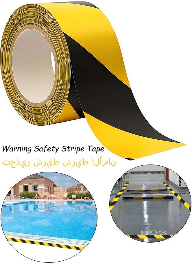 Black Yellow Warning Safety Stripe Tape Caution Tape Strong Adhesive Waterproof Wear Resistant Durable Safety Stripe for Marking Floors Walls Pipes Stairs Industrial Home Garage Factory Equipment,5cm x 33m,2inch x 110ft - Image 1