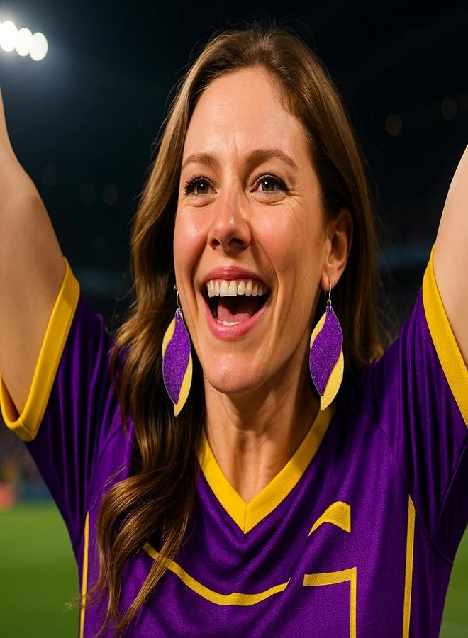 Mall of Style Purple & Gold Earrings for Women - Volleyball Earrings - College Spirit Jewelry (Violet & Yellow) - Image 2
