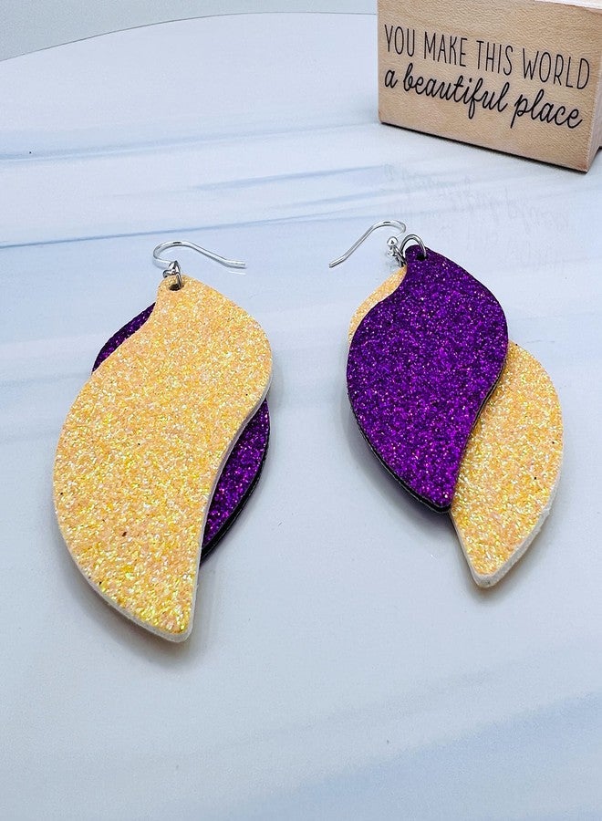 Mall of Style Purple & Gold Earrings for Women - Volleyball Earrings - College Spirit Jewelry (Violet & Yellow) - Image 3