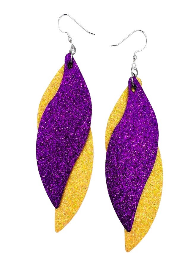 Mall of Style Purple & Gold Earrings for Women - Volleyball Earrings - College Spirit Jewelry (Violet & Yellow) - Image 1