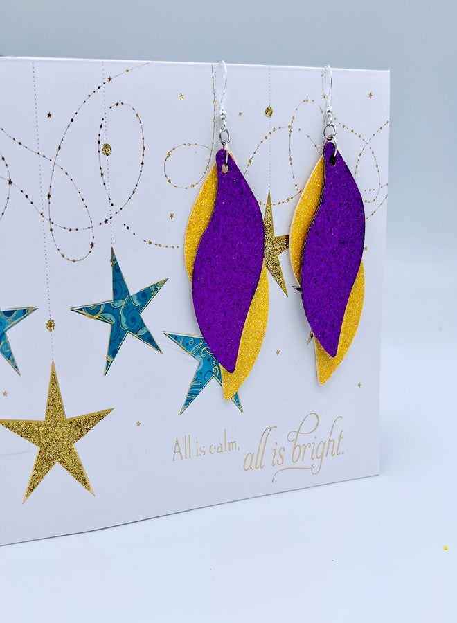 Mall of Style Purple & Gold Earrings for Women - Volleyball Earrings - College Spirit Jewelry (Violet & Yellow) - Image 5
