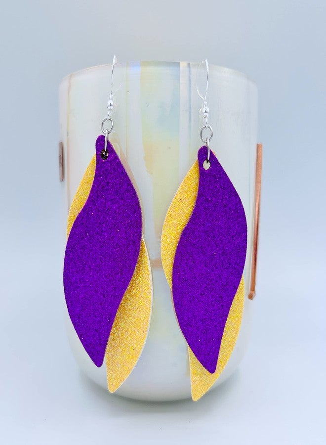 Mall of Style Purple & Gold Earrings for Women - Volleyball Earrings - College Spirit Jewelry (Violet & Yellow) - Image 4