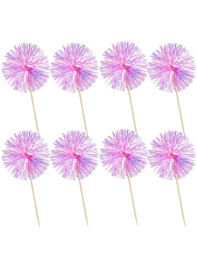 Ephlyn إيفلين 30 قطعة من أكواب الكعك النارية المصنوعة من الفويل لزينة حفلات أعياد الميلاد، زينة كعكة الحفلات، لامعة، خيوط تينسل، أعواد أسنان فواكه لحفلات أعياد الميلاد، الزفاف، التخرج، باللون الأحمر الوردي - Image 3