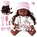 SMILESSKIDDO Baby Doll 12 inch Black Interactive Talking Doll with Hair Mirror Comb Accessories Soft Vinyl Body Sounds Perfect Pretend Play Toy for Toddlers Girls 2 3 4 5 6 - Image 2