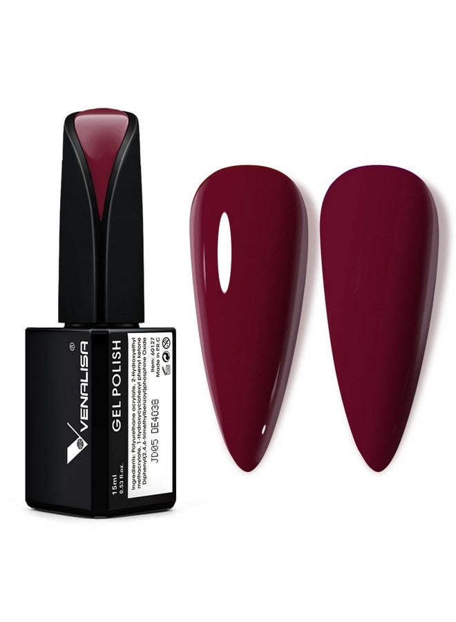 V VENALISA VENALISA 15ml Dark Red Gel Nail Polish, Burgundy Claret-Red Color Soak Off UV LED Nail Gel Polish Nail Art Starter Manicure Salon DIY at Home, 0.53 OZ - Image 1