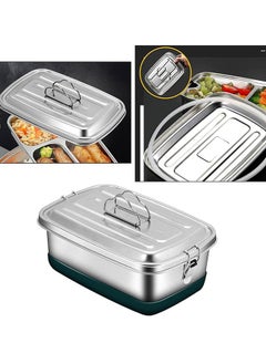 Golden Bento Box,Leakproof Lunch Box with 2 Compartment,2000mL Bento Lunch Box with Handle,Reusable Metal Food Salad Box Lunch Container for Home Office School  - Image 4