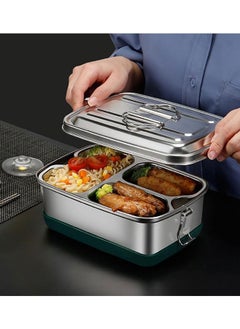 Golden Bento Box,Leakproof Lunch Box with 2 Compartment,2000mL Bento Lunch Box with Handle,Reusable Metal Food Salad Box Lunch Container for Home Office School  - Image 1