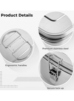 Golden Bento Box,Leakproof Lunch Box with 2 Compartment,2000mL Bento Lunch Box with Handle,Reusable Metal Food Salad Box Lunch Container for Home Office School  - Image 5