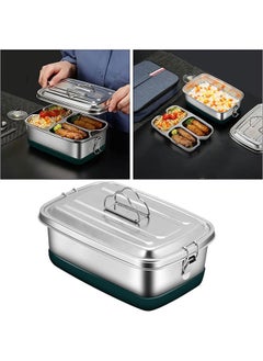 Golden Bento Box,Leakproof Lunch Box with 2 Compartment,2000mL Bento Lunch Box with Handle,Reusable Metal Food Salad Box Lunch Container for Home Office School  - Image 3