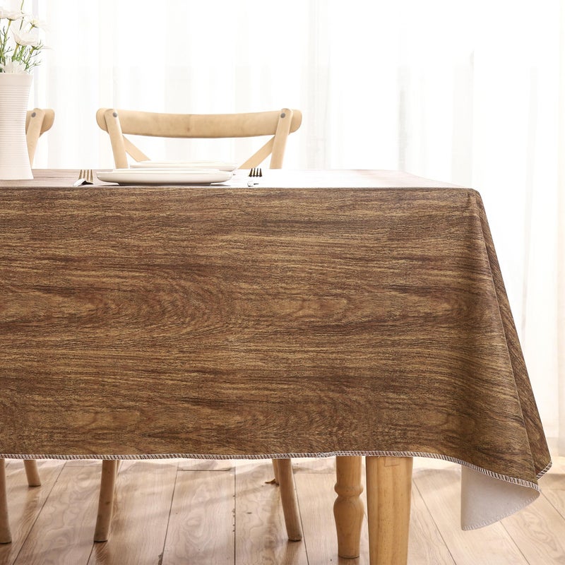 Walrus Heavy Duty Vinyl Tablecloth with Flannel Backing Waterproof Oil-Proof Plastic Table Cloth Stain-Resistant Wipeable Rectangle or Square Table Cover for Indoor and Outdoor (Wood, 54X54 Inch) - Image 5
