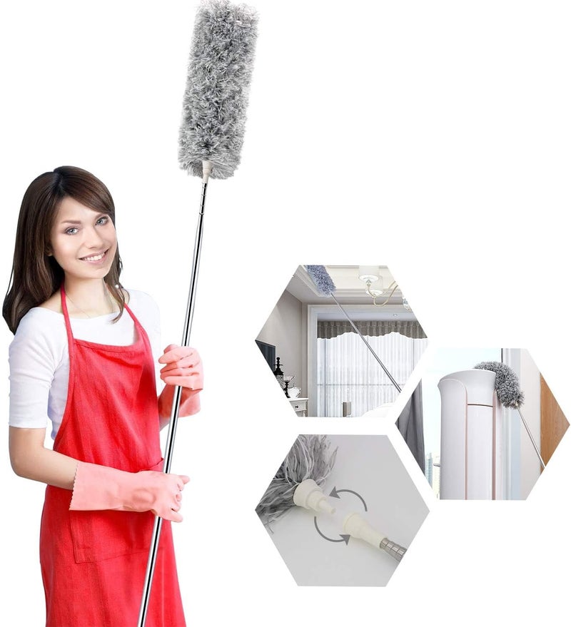UIMO Microfiber Ceiling Fan Cleaner with 30–100" Telescopic Pole – Extendable Duster for High Ceilings and Fans, Bendable Washable Head, Reusable Cleaning Tool for Furniture, Cars, Keyboard - Image 1