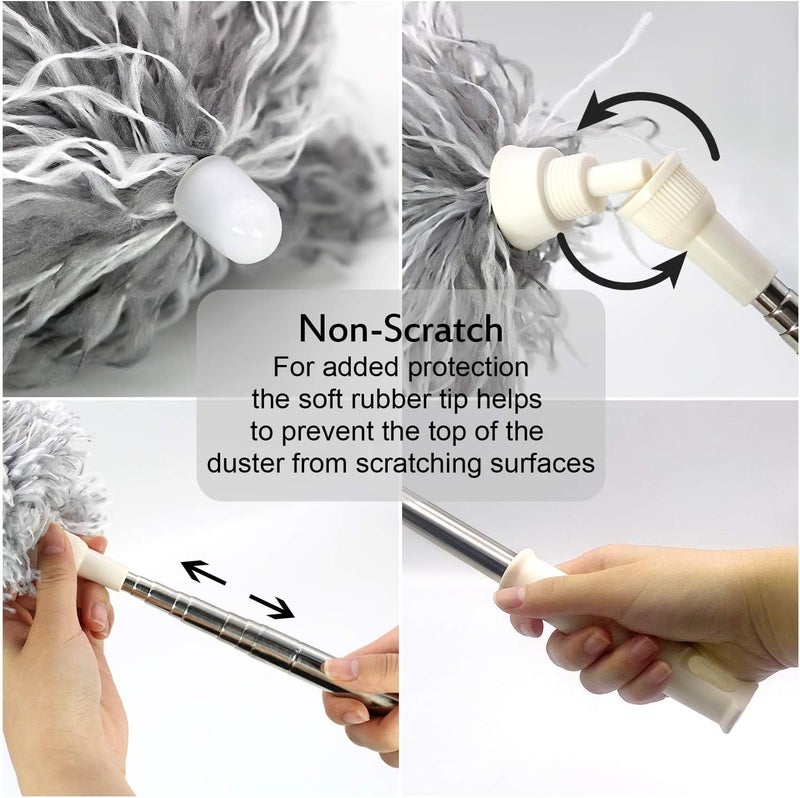UIMO Microfiber Ceiling Fan Cleaner with 30–100" Telescopic Pole – Extendable Duster for High Ceilings and Fans, Bendable Washable Head, Reusable Cleaning Tool for Furniture, Cars, Keyboard - Image 2