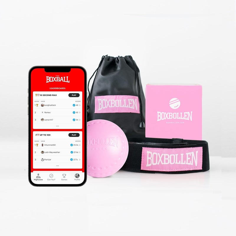 Boxbollen Pink with App, Used by Celebrities - MMA Gear Boxing Ball - Boxing Reflex Ball with Adjustable Strap - Interactive Boxball App Integration - Stocking Stuffer Ideas - 1 Pack - Image 2