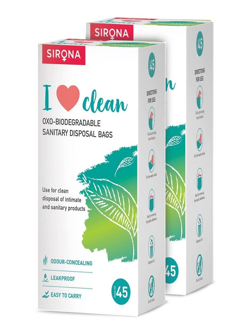 Sirona Sirona Sanitary Disposable Bags - Bags for Discreet Disposal of Tampons, Condoms, Diaper, Sanitary Pads, Panty Liner and Personal Hygiene Waste (90 Bags)  - Image 1